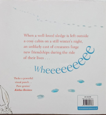 Red Sledge poetická zimní obrázková knížka téměř bez slov