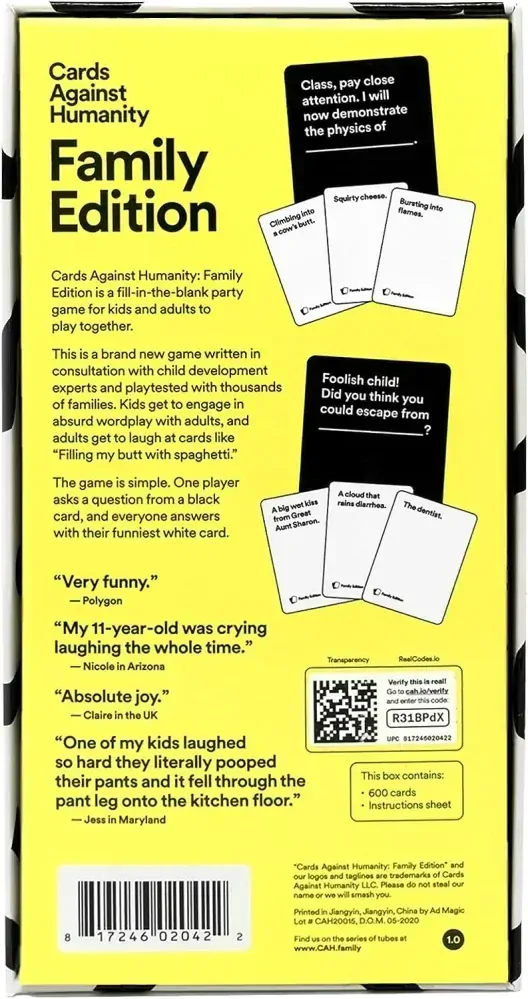 Cards Against Humanity: Family Edition hra v angličtině