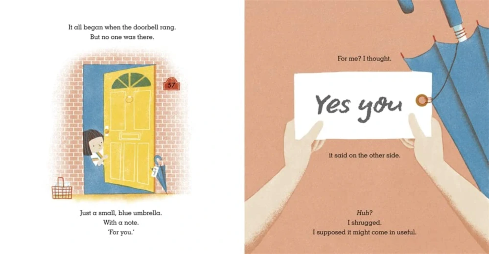 The Blue Umbrella obrázková motivační kniha pro děti v angličtině