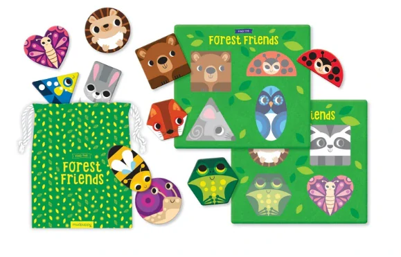 Find the Forest Friends Game hra bingo zvířata a tvary v angličtině