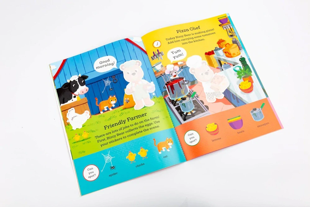 Bizzy Bear Sticker Book: Busy Jobs obrázkový sešit se samolepkami