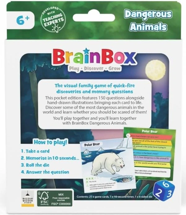 BrainBox Pocket Dangerous Animals nebezpečná zvířata anglicky