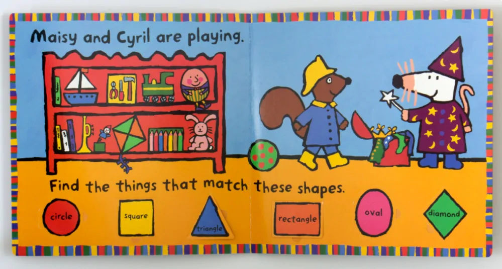 Maisy's Big Flap Book barvy a tvary v angličtině dětská kniha