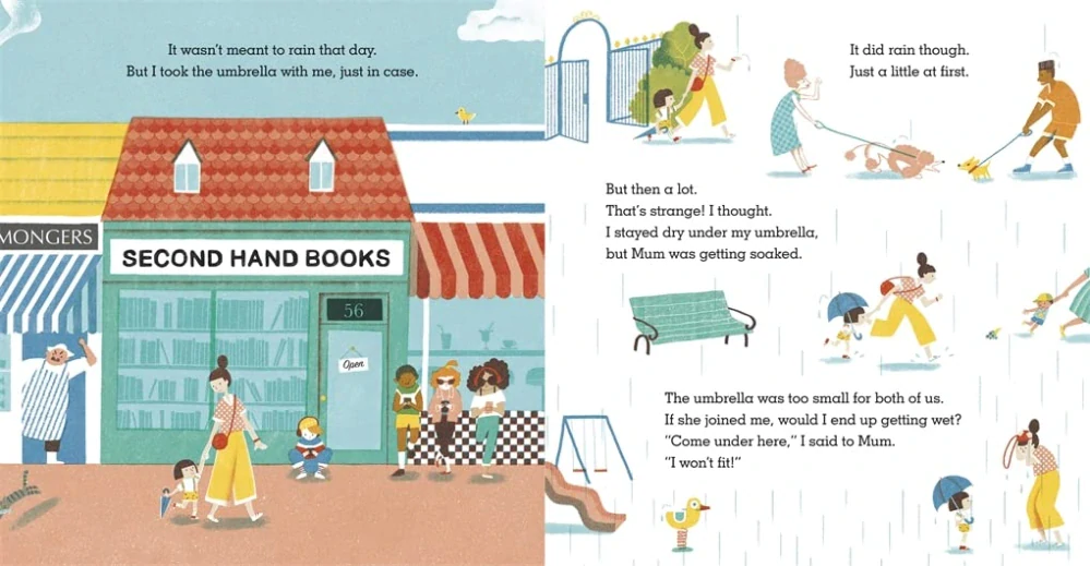 The Blue Umbrella obrázková motivační kniha pro děti v angličtině