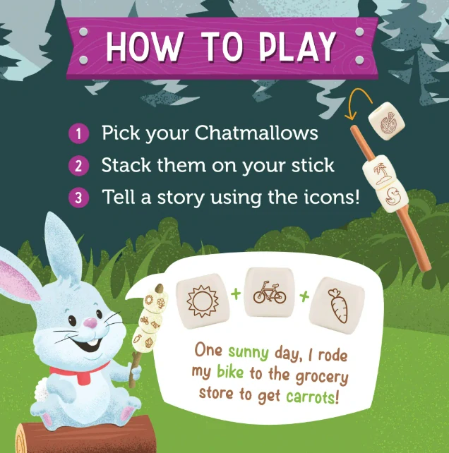 Campfire Chatmallows™ – Storytelling Set kostky tvoří příběhy