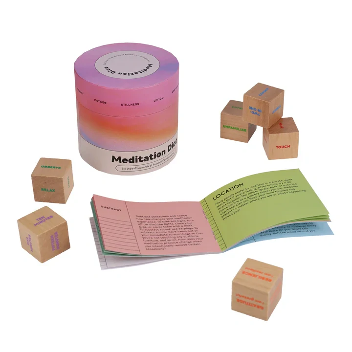 Meditation Dice dřevěné kostky k meditaci relaxaci v angličtině