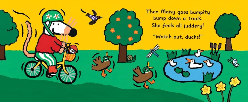 Maisy Goes on a Bike Ride kniha v angličtině v přítomném čase