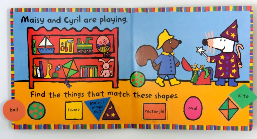 Maisy's Big Flap Book barvy a tvary v angličtině dětská kniha