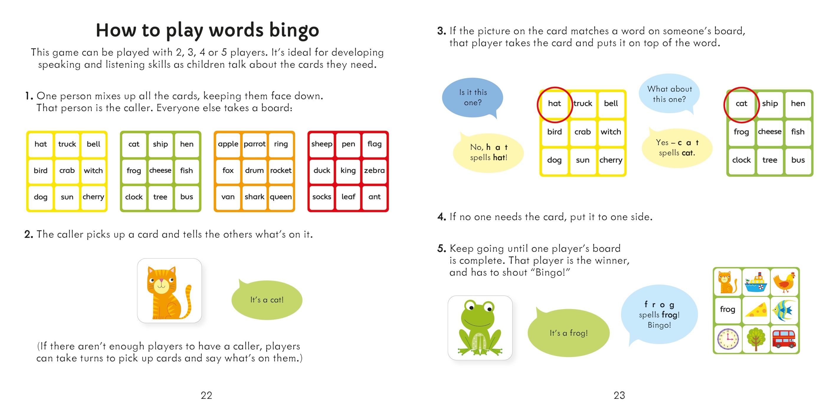 Words Matching Games and Book bingo čtení s obrázky