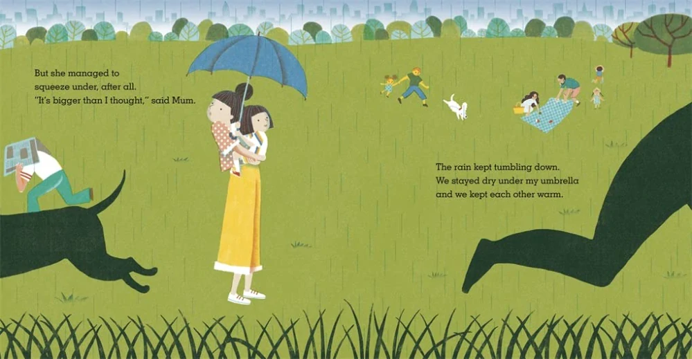 The Blue Umbrella obrázková motivační kniha pro děti v angličtině