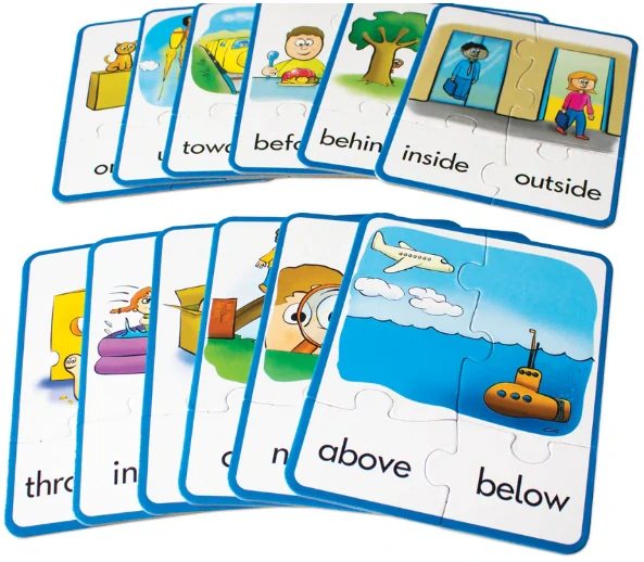 Preposition Puzzles anglické předložky obrazem puzzle skládačka