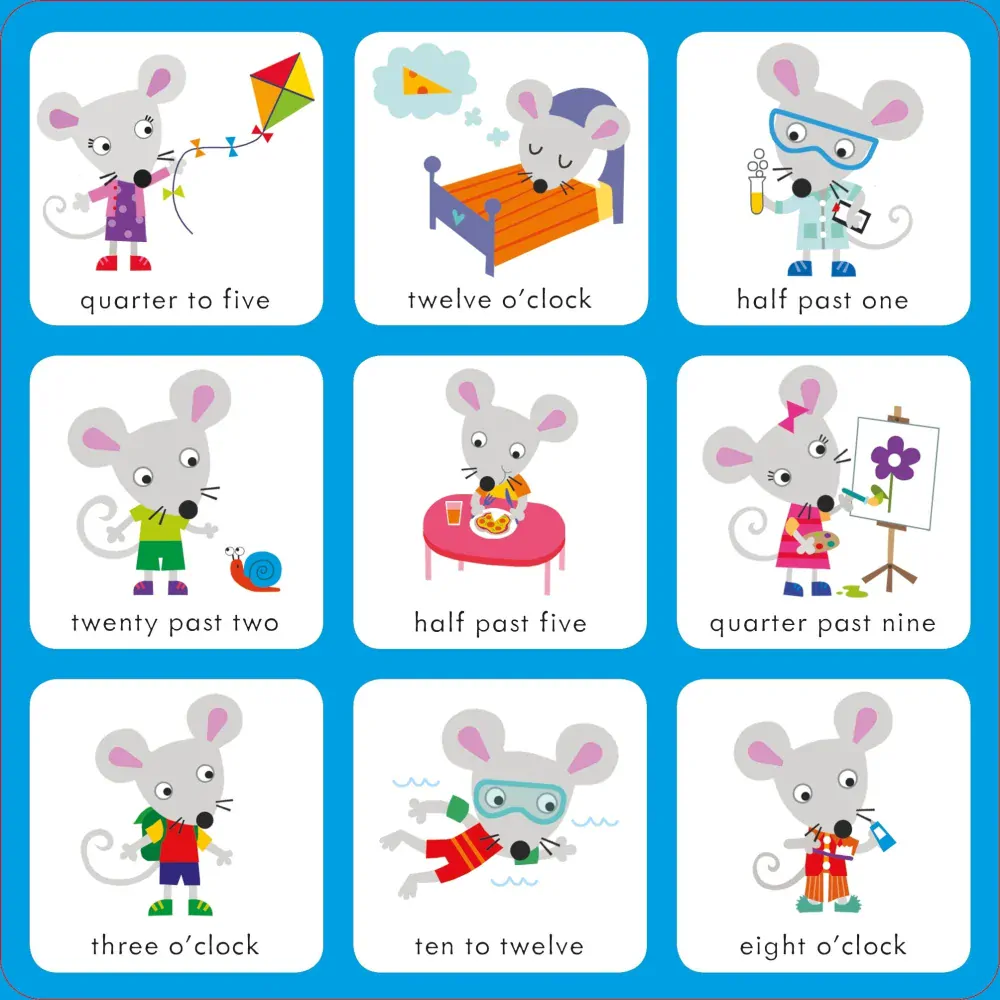 Telling the Time Matching Games and Book bingo v angličtině