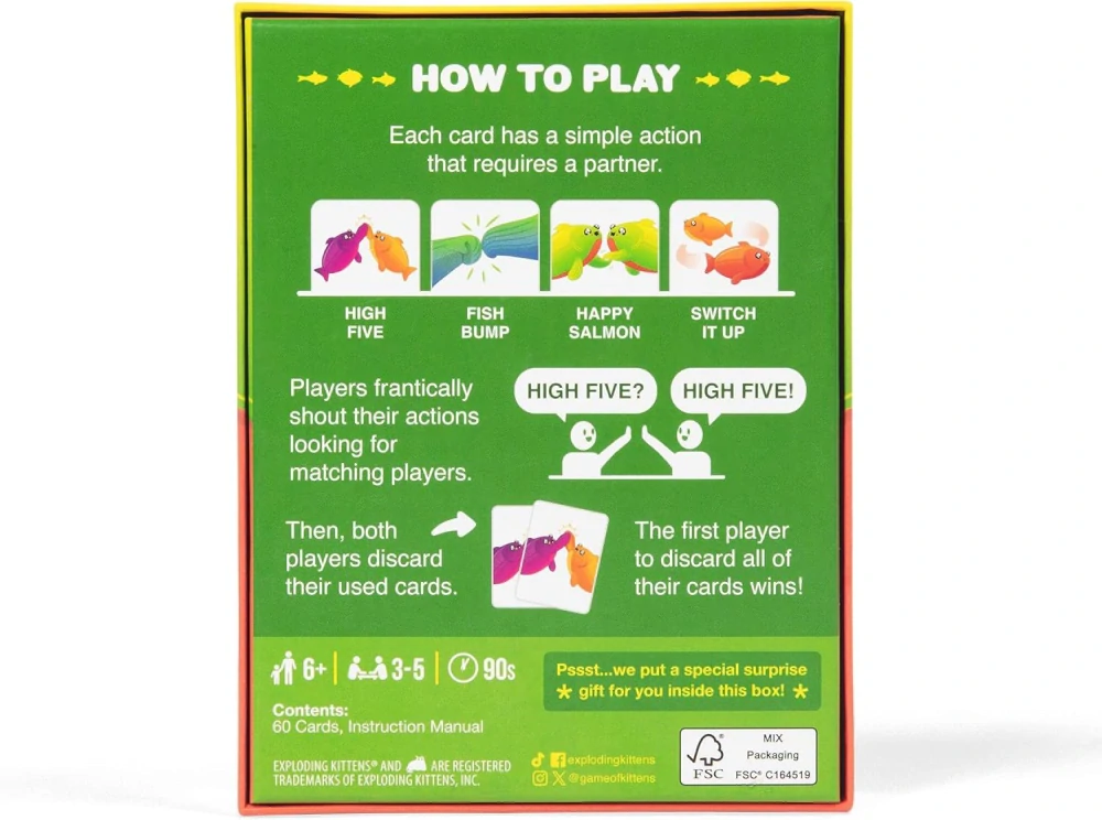 Exploding Kittens Happy Salmon Grab & Game hra v angličtině