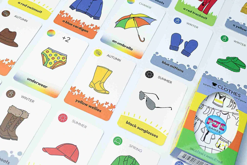 Clothes Card Game oblečení v angličtině hrací karty