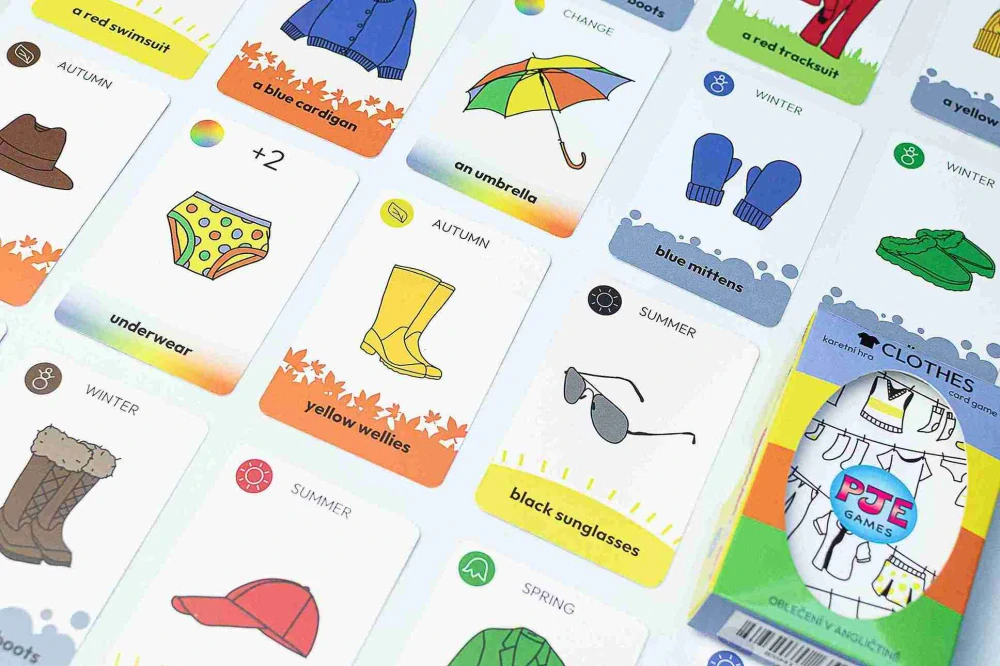 Clothes Card Game oblečení v angličtině hrací karty
