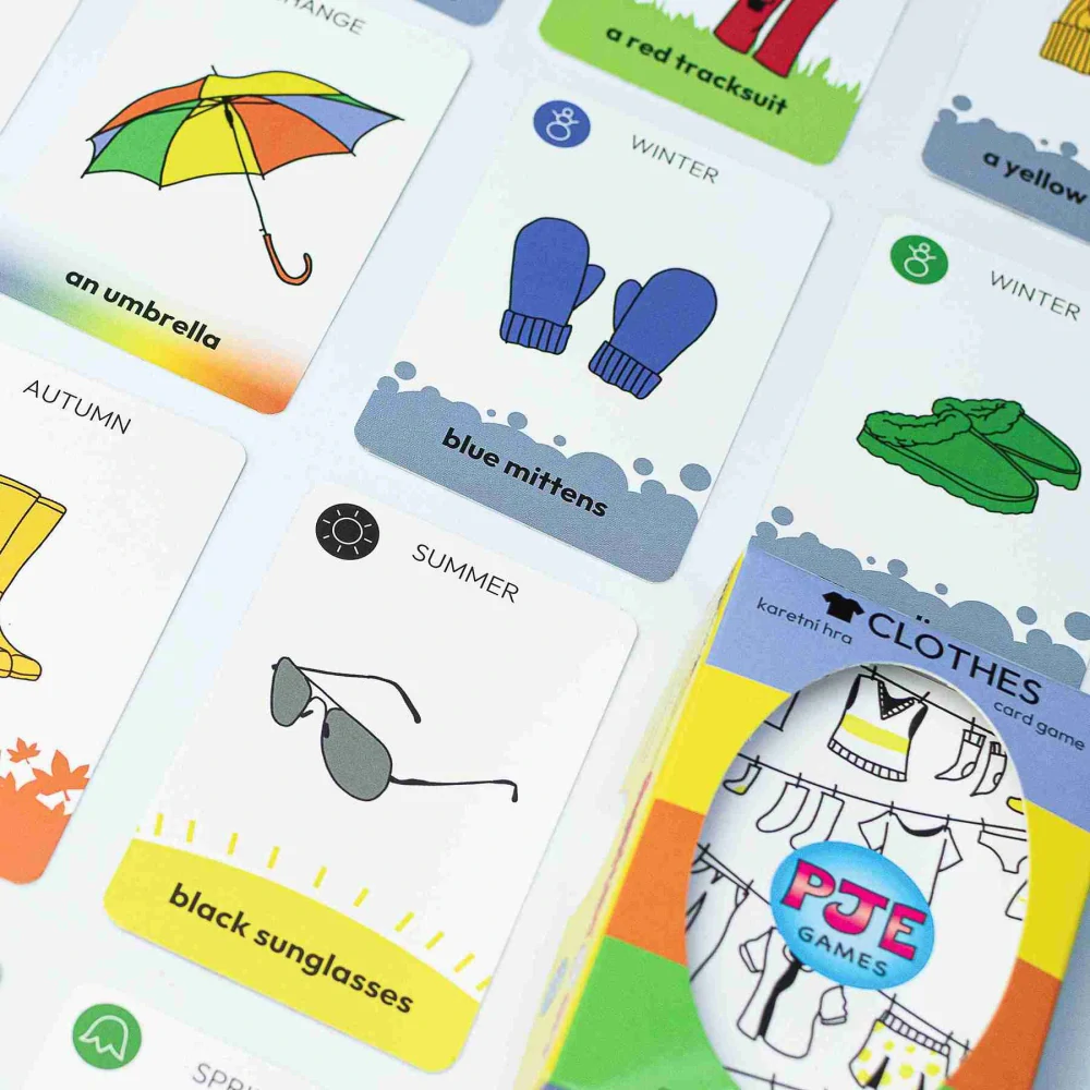 Clothes Card Game oblečení v angličtině hrací karty
